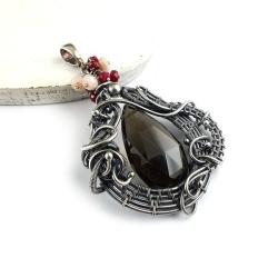 wisior,wire wrapping,misterny,brązowy, - Wisiory - Biżuteria