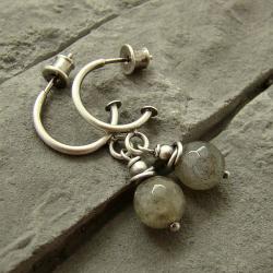 minimalistyczne,srebre kolczyki z labradorytem - Kolczyki - Biżuteria