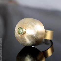 pierścionek,srebrny,złocony,peridot,okazały - Pierścionki - Biżuteria