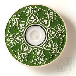 ceramiczny lampion,świecznik,ornament,zielony - Ceramika i szkło - Wyposażenie wnętrz
