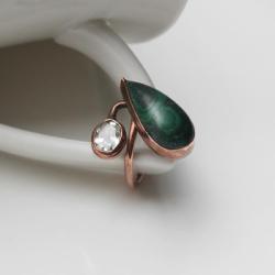 pierścionek z malachitem,zielony pierścionek - Pierścionki - Biżuteria