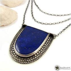 lapis lazuli,naszyjnik,elegancki,srebro,oprawiony, - Naszyjniki - Biżuteria