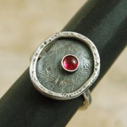 Srebrny pierścionek z różowym turmalinem - Pierścionki - Biżuteria