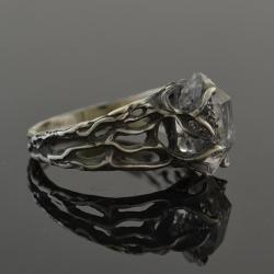 pierścień,srebro,kryształ,kwarc,organiczny - Pierścionki - Biżuteria