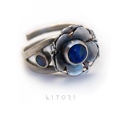 srebrny pierścionek,kwiat,handmade,litori - Pierścionki - Biżuteria