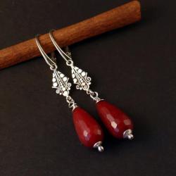 srebrne kolczyki z jadeitem - Kolczyki - Biżuteria