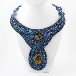 shibori,bead embroidery,labrador - Naszyjniki - Biżuteria