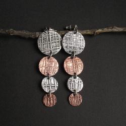 srebro i miedź,kolczyki wykonane ręcznie,fiann - Kolczyki - Biżuteria