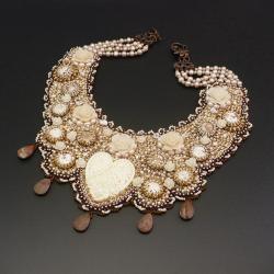 haft koralikowy,romantyczna,kolia,ekskluzywna - Naszyjniki - Biżuteria
