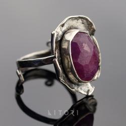 pierścień,duży,rubin,metaloplastyka,litori - Pierścionki - Biżuteria