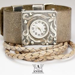 zegarek srebrny,zegarek damski - Bransoletki - Biżuteria