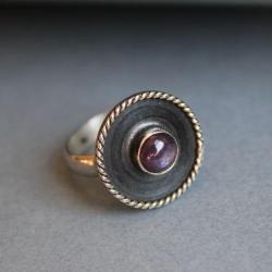 pierścionek srebro 925 retro vintage rubin - Pierścionki - Biżuteria