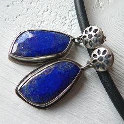 lapis lazuli,z lapisem lazuli,srebro oksydowane - Kolczyki - Biżuteria