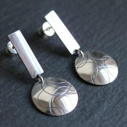 kolczyki srebro faktura wzór unikat - Kolczyki - Biżuteria