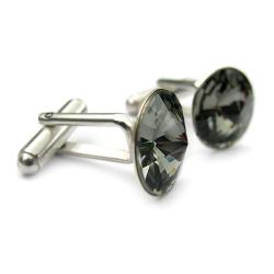 srebrne spinki do mankietów Swarovski Black Diamon - Dla mężczyzn - Biżuteria