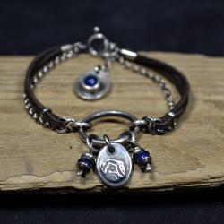 bransoleta z lapis lazuli,srebrna bransoleta, - Bransoletki - Biżuteria