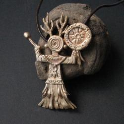 szaman,szamanka,biżuteria z brązu,etniczna - Wisiory - Biżuteria