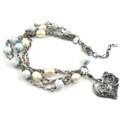 brasoletka,charms,serce,wrapping,larimar,błękitna - Bransoletki - Biżuteria